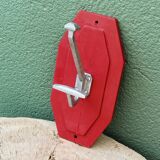 Patère murale en fonte d'aluminium et bois, années 50