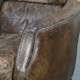 Very comfortable set of two vintage cowhide leather armchairs