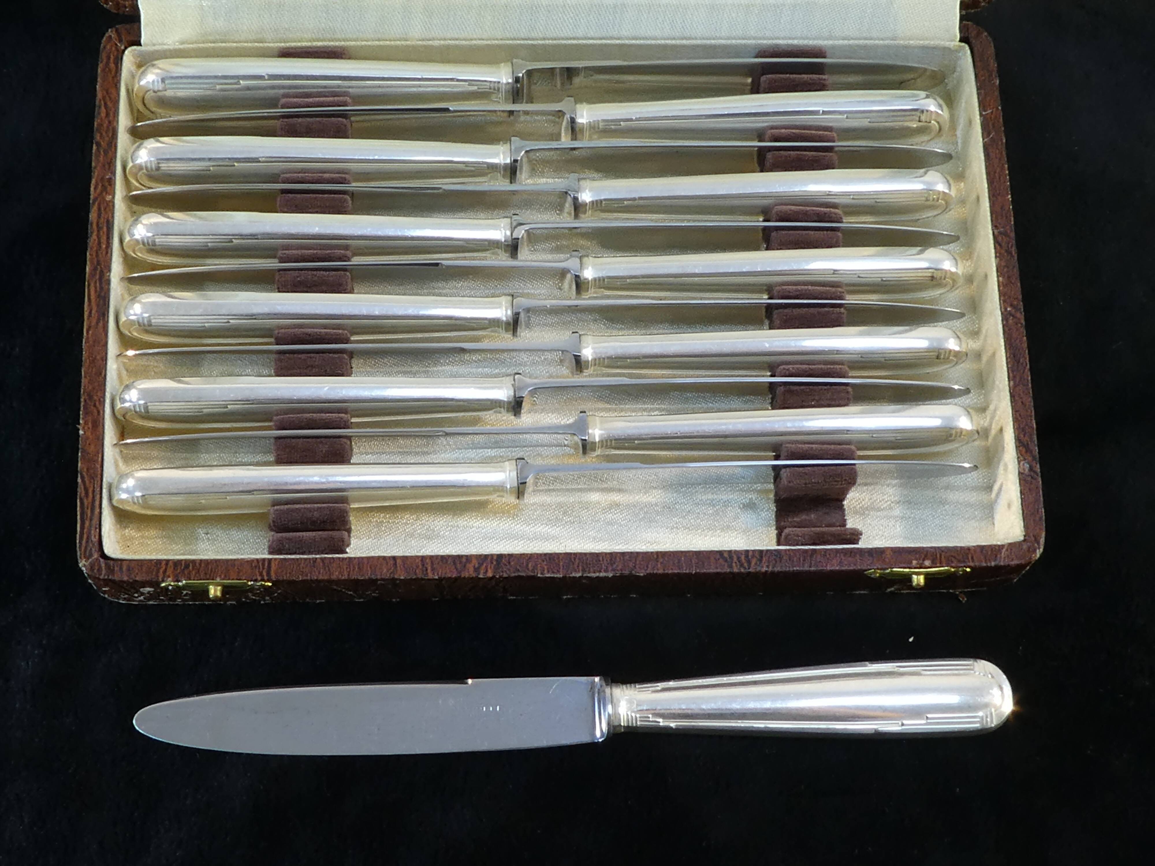 12 dessert knives orbrille in silver metal stainless steel blade