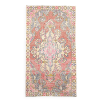 4x8 Rug For Guest Room Red & Pink Vintage Rug, 124x230Cm SK 3780