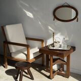 Small oval Art Deco mirror in brown and gold 33x54.