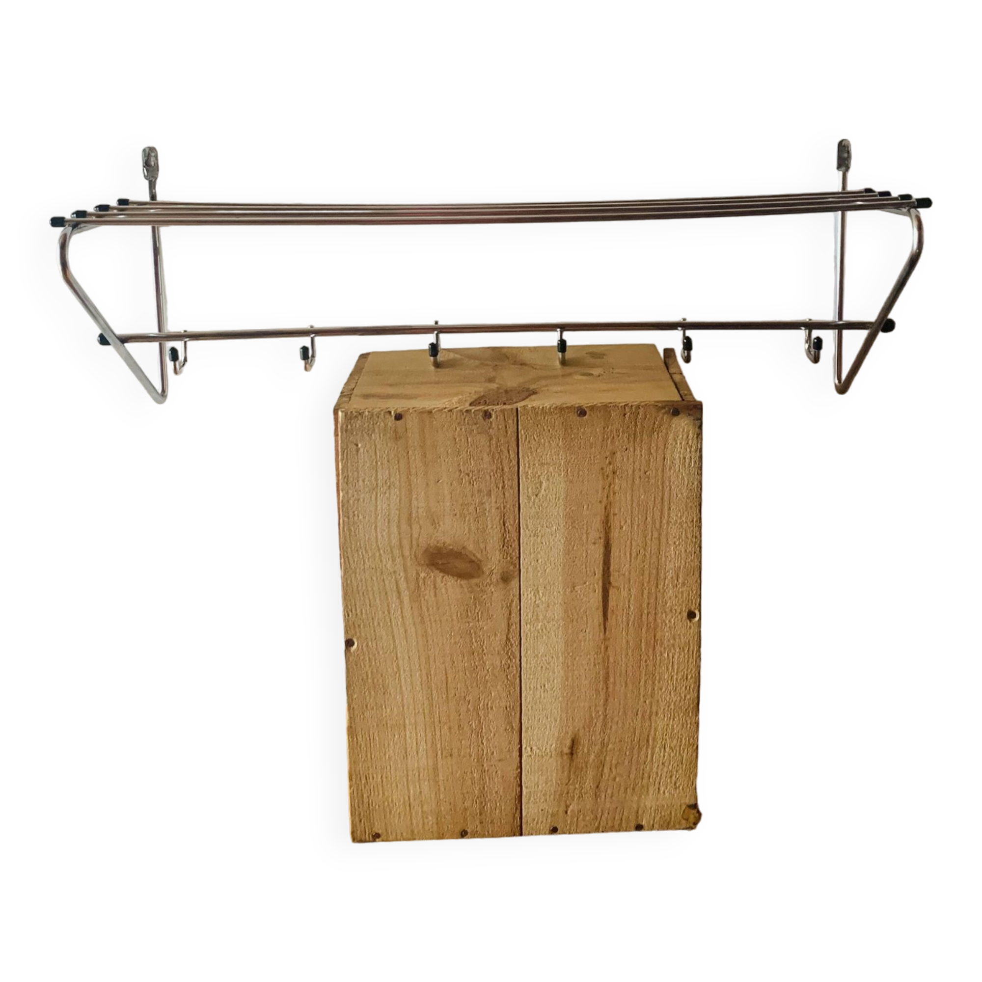 Vintage steel wall coat rack - 6 hooks
