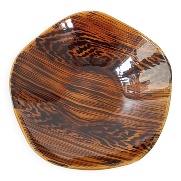 Vintage cup dish Digoin Sarreguemines 1960 mahogany
