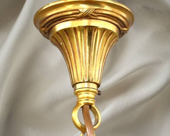 Solid Bronze Lustre Directoire Style in Gold & Royal Blue with Six Candles