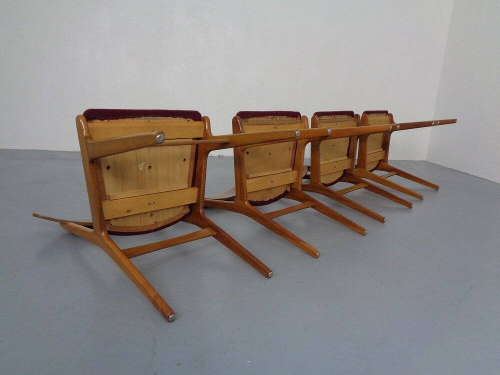 Mid-Century Walnut Dining Chairs, 1960s, Set of 4