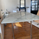 Marble effect table and chrome legs