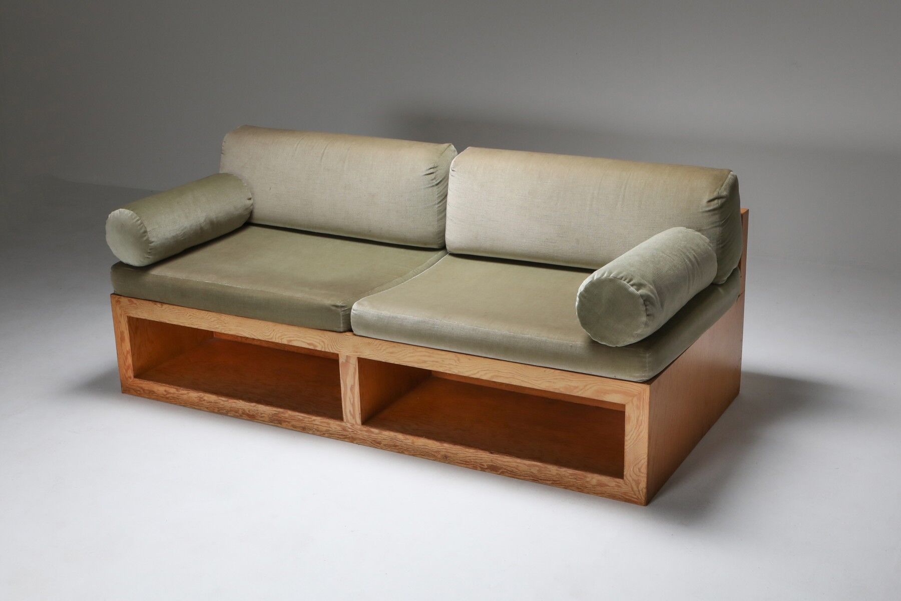 1960 Pine and Velvet Love Pitch Sofa