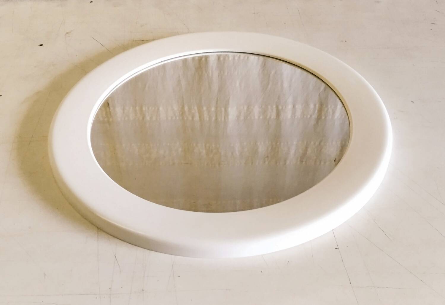 Miroir rond vintage par Syla en plastique blanc - années 70