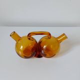 Amber double soliflore vase