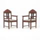 Set Art Deco 1930s Design Oak Armchairs by H.J. Tijsseling