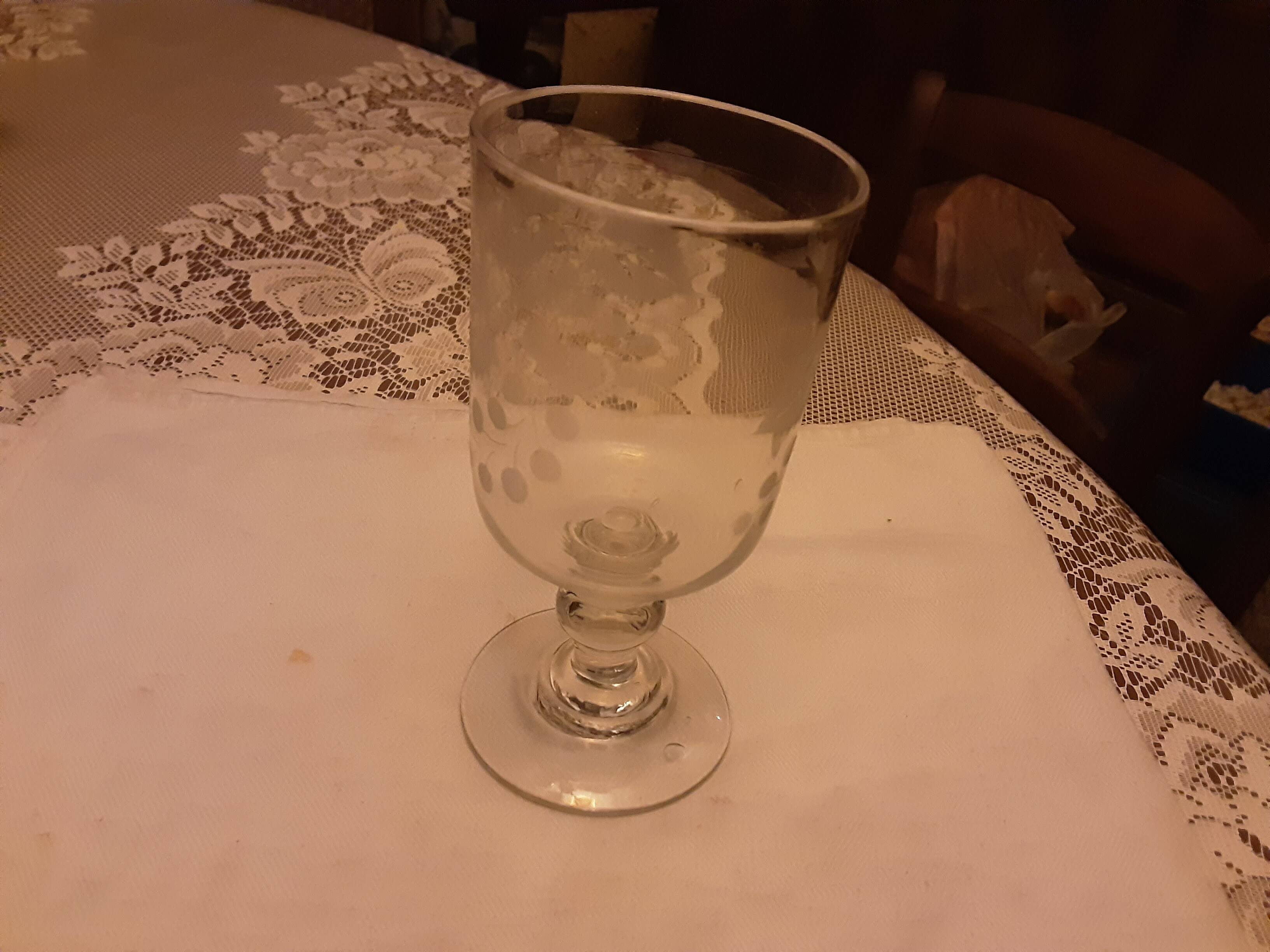 Antique 19th century glass, blown sand, bunches of grapes
