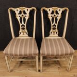 Pair of lacquered and gilded Italian chairs