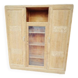 Art Deco display cabinet in raw oak