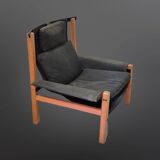 Constructivist design lounge chair wood, metal and canvas, Netherlands 1960