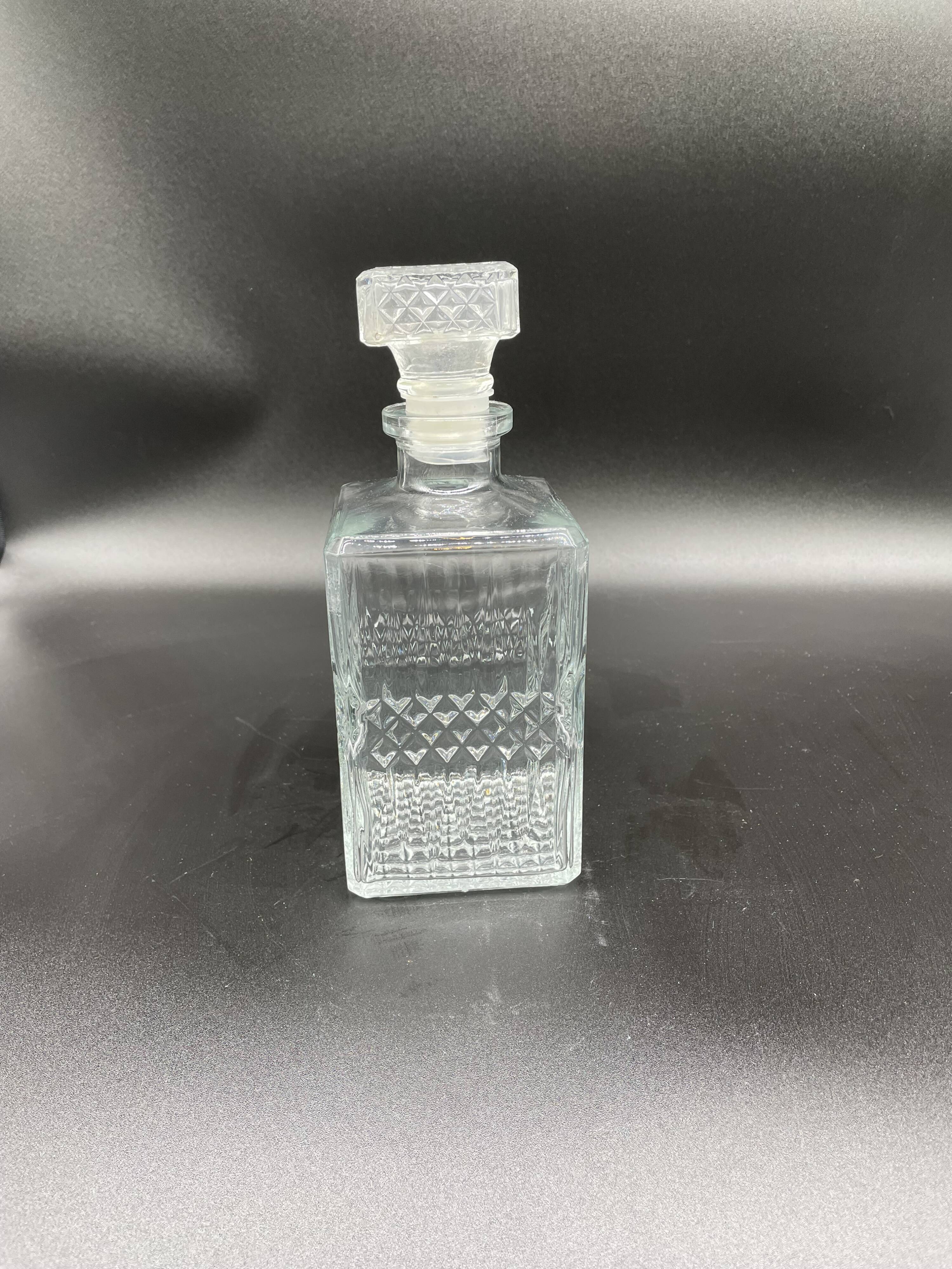 Vintage, whisky decanter, bottle, pitcher, cap, diamond decoration, spikes, 1960s, 1970s, Glass