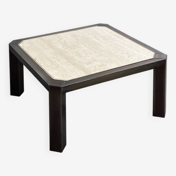 Table basse carrée en travertin et métal par BC Design