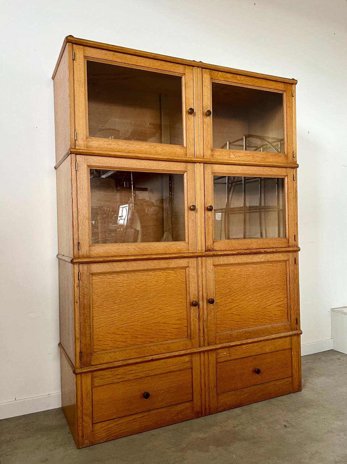Old MD storage furniture bookcase design Martin Dupuis light oak 1950s vintage