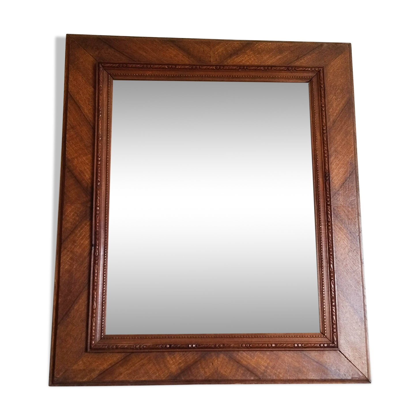 Antique mirror in waxed fruitwood style, 65.5 cm x 55.5 cm
