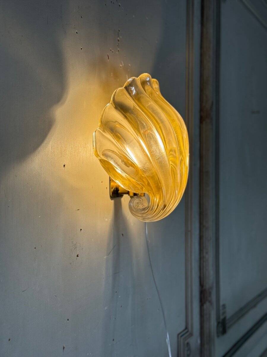 Venetian Wall Lamp in Gilded Murano Glass Circa 1980