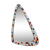 Mosaic and brass mirror, free form, Holland, 50's.