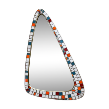 Mosaic and brass mirror, free form, Holland, 50s.