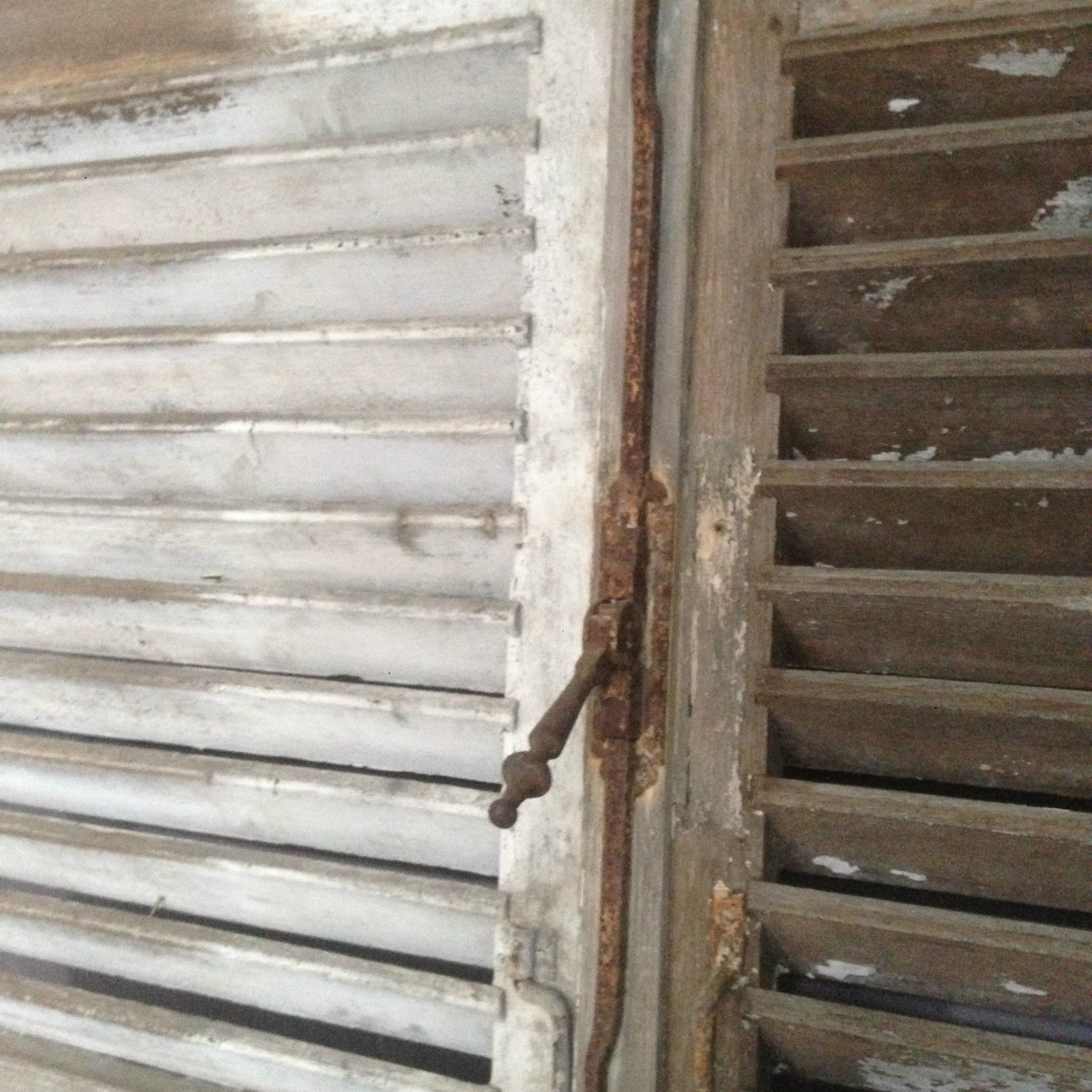 Pair of solid oak louvered shutters