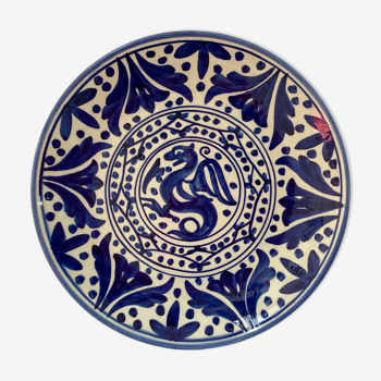 Large service dish blue dragon decoration