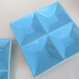 Two square ceramic plates, with 4 compartments