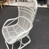 White wicker armchair