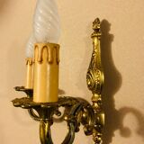 Louis XV Style double wall light in gilded bronze from the 20th century.