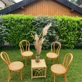 Set of 4 bistro chairs cannage honey color