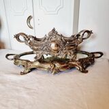 French Art Nouveau planter and "above all" in silver-plated metal and mirror dating from 1900 or earlier