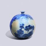 Japanese porcelain vase with blue crystalline glaze