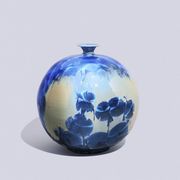 Japanese porcelain vase with blue crystalline glaze