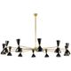Black lacquered metal 12-arm light chandelier. Contemporary.