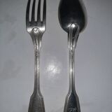 Couverts anciens monogramme argenté 'au filet' Christofle