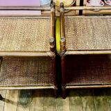 Pair of vintage bamboo and cane bedside tables
