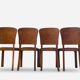 Set of 4 Art Deco dining chairs in walnut, Italy, 1930s-1940s.