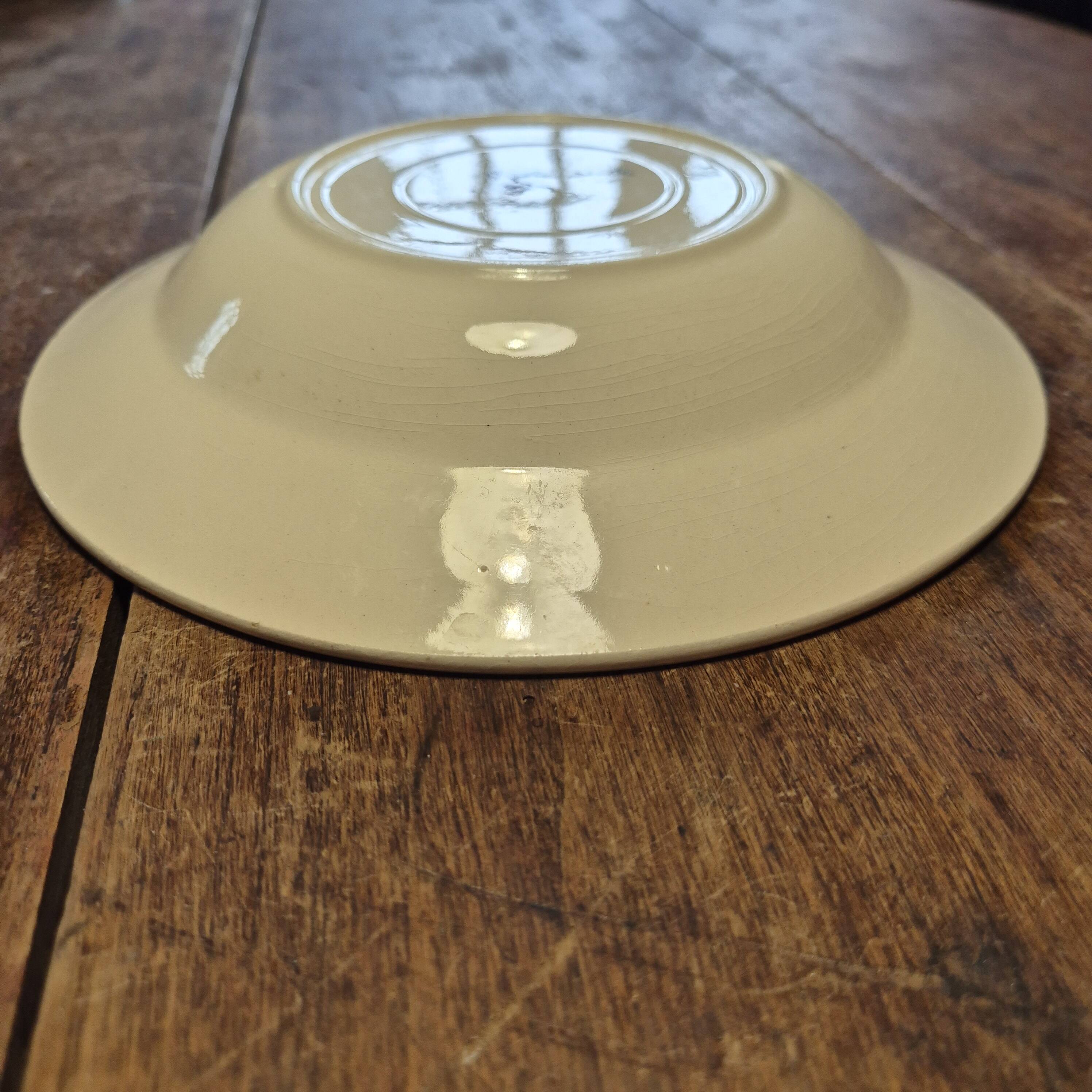 Shallow bowl half porcelain Badonviller rose pattern