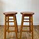 Pair of high stools / bar varnished wood 60-70s
