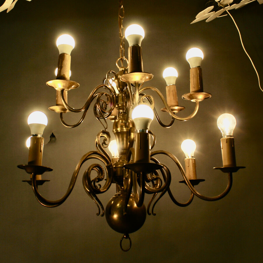 Dutch 2-tier chandelier, 12 light arms, 19th century