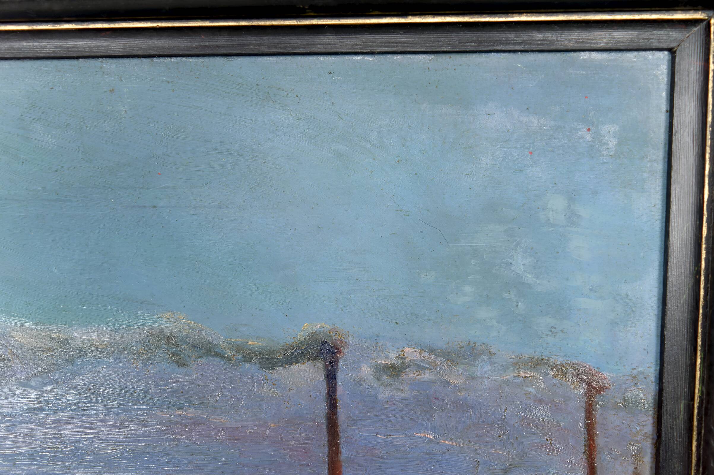 Painting, Oil on panel, "Mediterranean Coastal Town", France, 1930