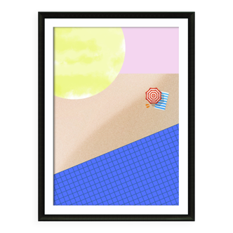 Illustration - A3 Poster Sol, Playa y Lluvia