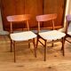 4 vintage Scandinavian "Freya" chairs in natural linen boucle.