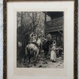 Etching la halte des cavaliers by Alf 1900