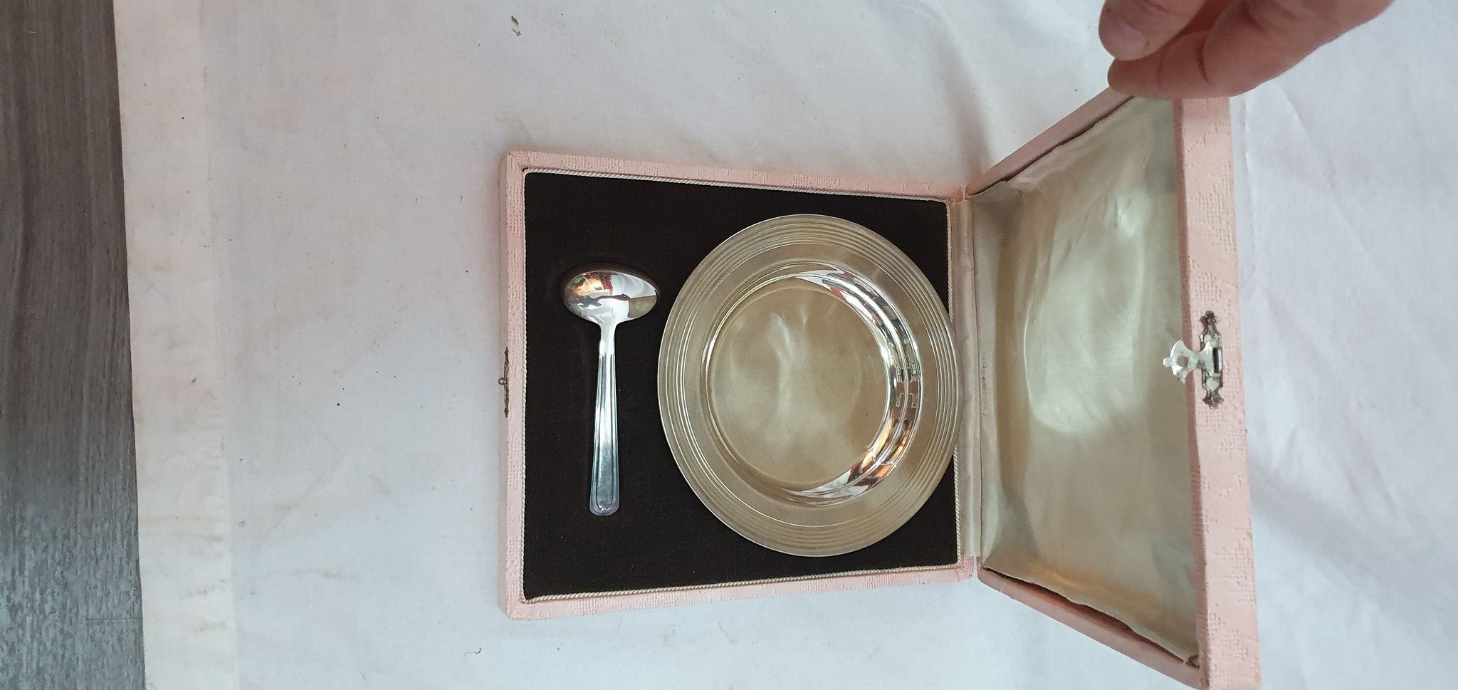 Assiette métal argenté de naissance