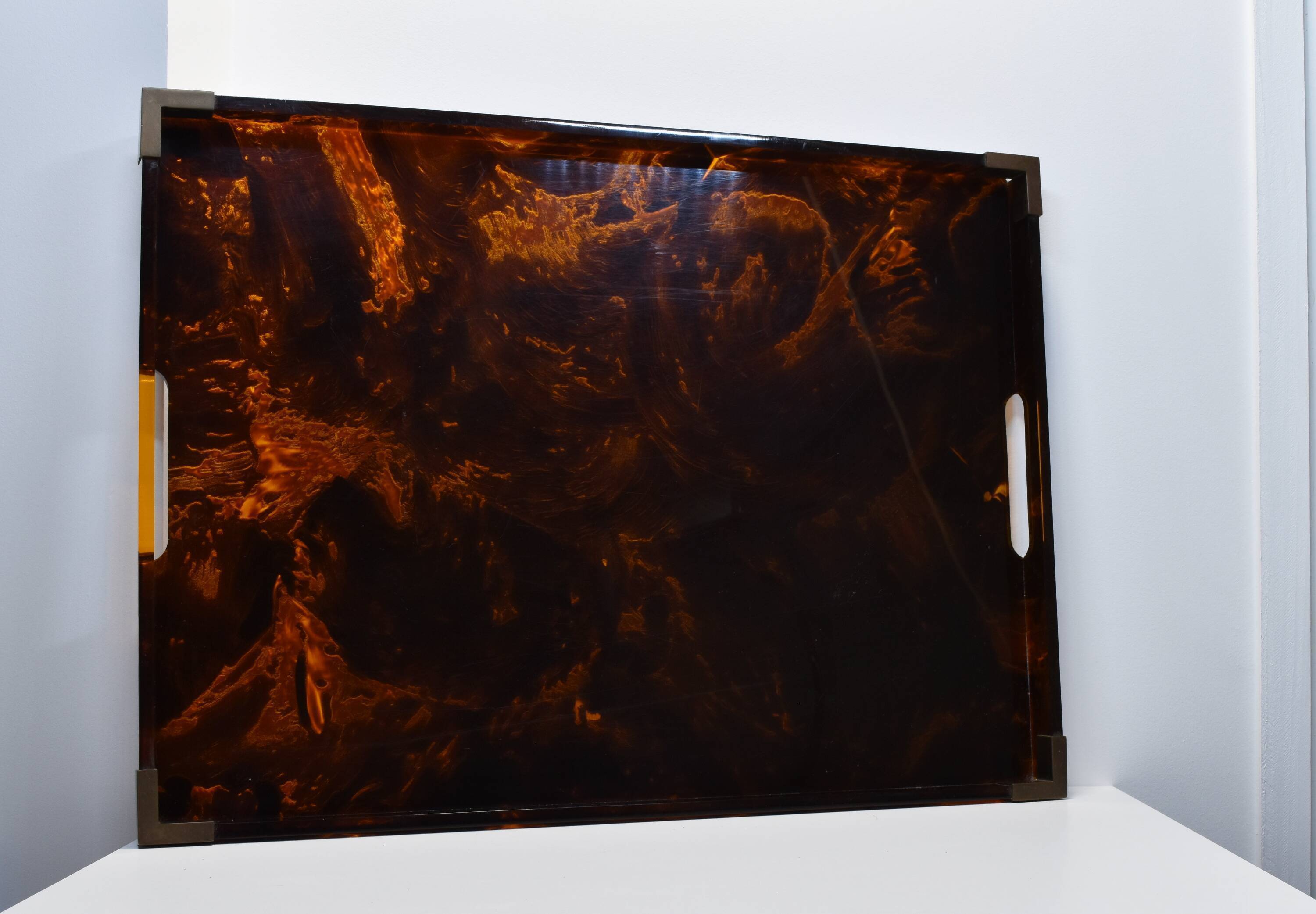 Tray 1970 plexiglass decoration scale and brass