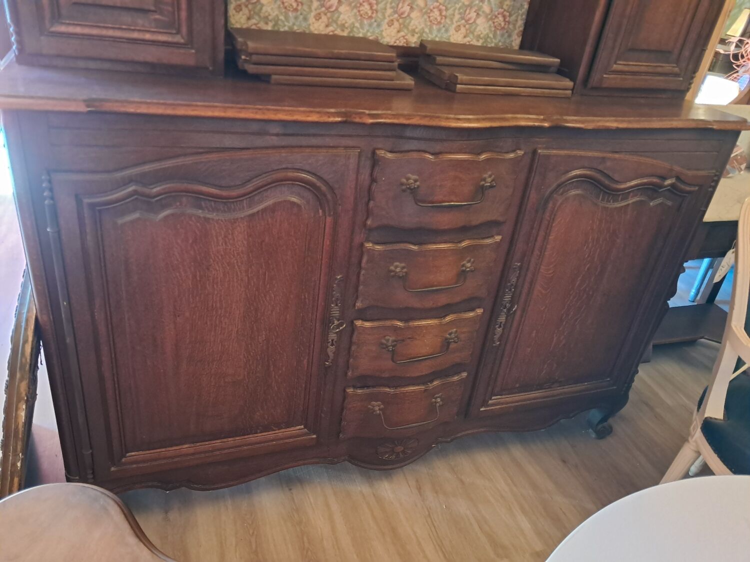 Two-piece solid oak sideboard