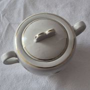 Covered sugar bowl half-porcelain Lunéville Keller and Guerin A587