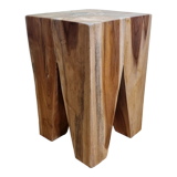 Brutalist stool in solid teak